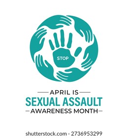 Vector illustration of Sexual Assault Awareness Month in April, an annual campaign promoting education and prevention of sexual violence. Banner poster, flyer and background design template.