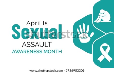 Vector illustration of Sexual Assault Awareness Month in April, an annual campaign promoting education and prevention of sexual violence. Banner poster, flyer and background design template.