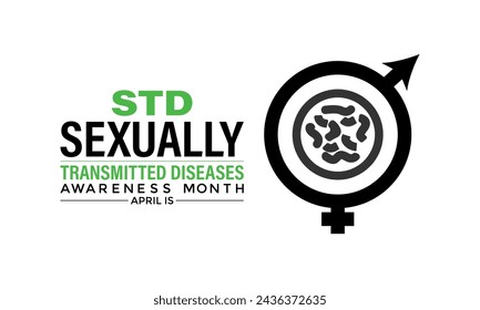 Ilustración vectorial de enfermedades de transmisión sexual o infecciones mes de conciencia de abril. Cartel de banner, flyer y diseño de fondo.