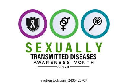 Vektor-Illustration von sexuell übertragbaren Krankheiten oder Infektionen Bewusstseinsmonat April. Bannerplakat, Flyer und Hintergrunddesign.