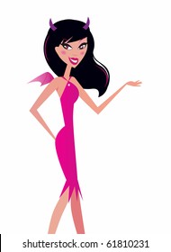 Vector Illustration of sexy girl in devil costume