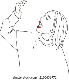  Vector Illustration Of A Sexy Girl Holding Nothing In Hand And Open Mouth For Going Seductively Eating It