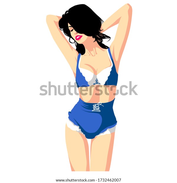 Vector Illustration Sexy Girl Presenting Showing Stock Vector Royalty Free