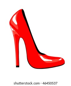 A vector illustration of a sexy high-heeled red shoe isolated on white background