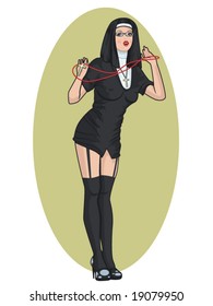 Vector Illustration Of A Sexy Nun