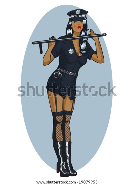 Vector Illustration Sexy Police Woman Stock Vector