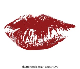Vector illustration of sexy red lips on a white background.
