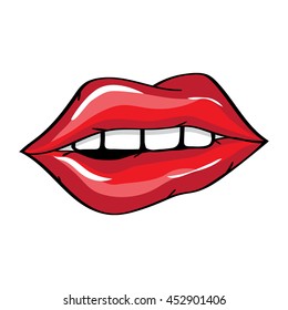 Vector illustration. Sexy red lips on a white backdround. Vector illustration for print. 