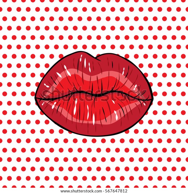 Vector Illustration Sexy Red Lips Kiss Stock Vector (Royalty Free ...