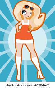 Vector illustration: sexy retro styled fashion girl.