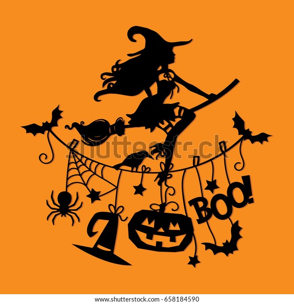 Vector Illustration Sexy Witch Flying Broomstick Stock Vector (Royalty ...