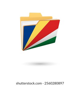 Vector illustration of Seychelles flag isolated in file folder on white background.