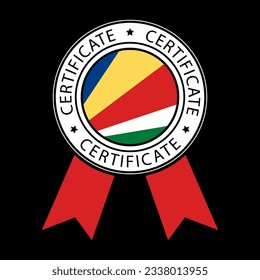 Ilustración vectorial del certificado de cinta de Seychelles sobre fondo negro.