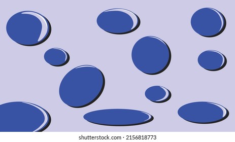 Vector illustration in shades of blue. Blue bubbles with reflection and shading distributed on the desktop. Background behind the bubbles in light blue.