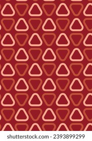 Vector illustration in shades of red. A repeating pattern. Triangles with rounded corners arranged in a surface. Colorful wallpaper, background for flyers, presentations and brochures. Geometric repea