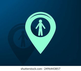 Vector illustration with shadow on blue background with gradient