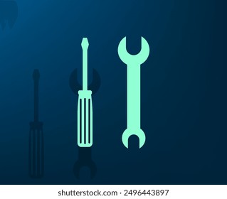 Vector illustration with shadow on blue background with gradient