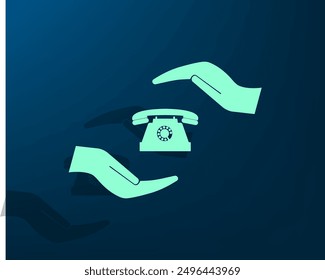Vector illustration with shadow on blue background with gradient