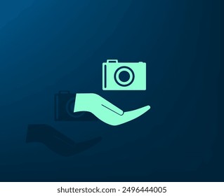 Ilustración vectorial con sombra sobre fondo azul con gradiente