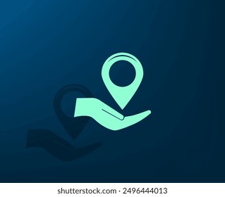 Vector illustration with shadow on blue background with gradient