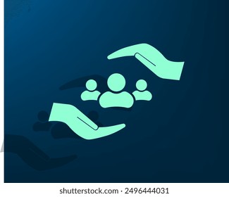 Vector illustration with shadow on blue background with gradient