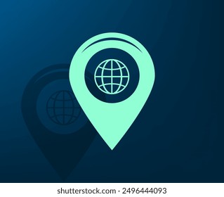 Vector illustration with shadow on blue background with gradient