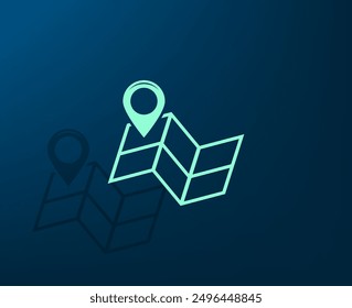 Vector illustration with shadow on blue background with gradient