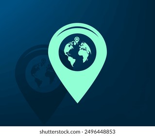 Vector illustration with shadow on blue background with gradient