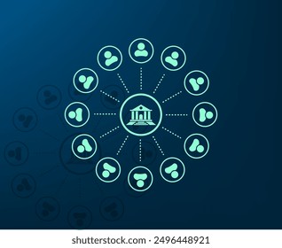 Vector illustration with shadow on blue background with gradient