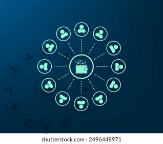 Vector illustration with shadow on blue background with gradient