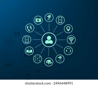 Vector illustration with shadow on blue background with gradient