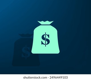 Vector illustration with shadow on blue background with gradient