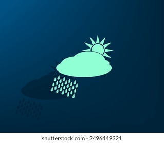 Ilustración vectorial con sombra sobre fondo azul con gradiente