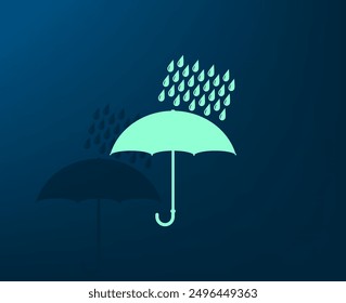 Vector illustration with shadow on blue background with gradient