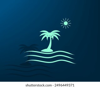 Ilustración vectorial con sombra sobre fondo azul con gradiente