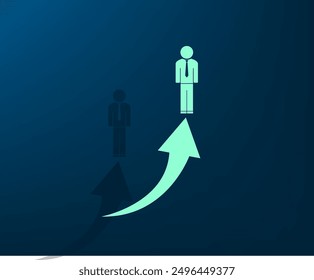 Vector illustration with shadow on blue background with gradient