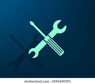 Vector illustration with shadow on blue background with gradient