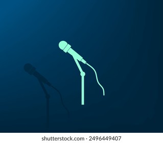 Vector illustration with shadow on blue background with gradient