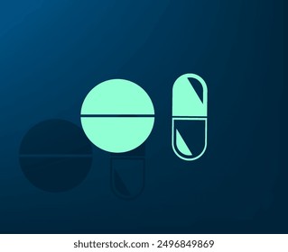 Ilustración vectorial con sombra sobre fondo azul con gradiente