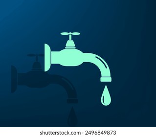 Vector illustration with shadow on blue background with gradient