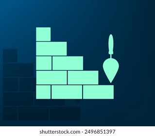Vector illustration with shadow on blue background with gradient