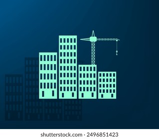 Vector illustration with shadow on blue background with gradient