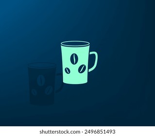 Vector illustration with shadow on blue background with gradient