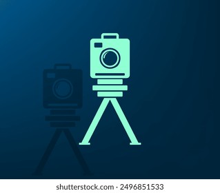 Ilustración vectorial con sombra sobre fondo azul con gradiente