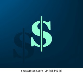 Vector illustration with shadow on blue background with gradient