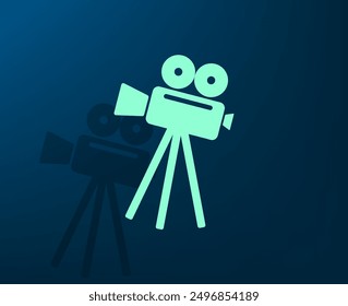Ilustración vectorial con sombra sobre fondo azul con gradiente