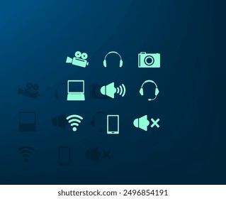Vector illustration with shadow on blue background with gradient