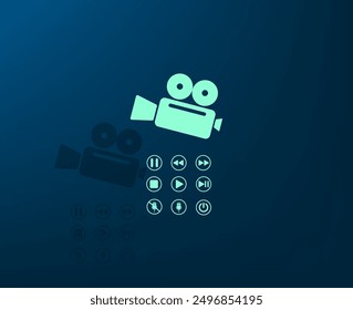 Vector illustration with shadow on blue background with gradient