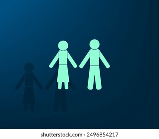 Vector illustration with shadow on blue background with gradient