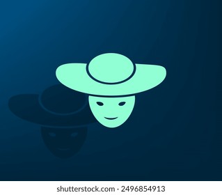 Vector illustration with shadow on blue background with gradient